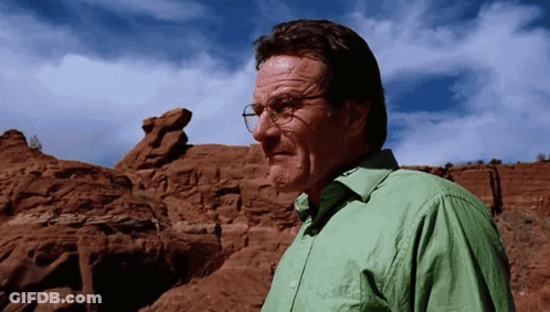 Man In Green Shirt And Glasses By Rock Formation GIF