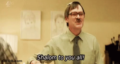 Man In Green Shirt And Tie Saying Shalom To You All GIF