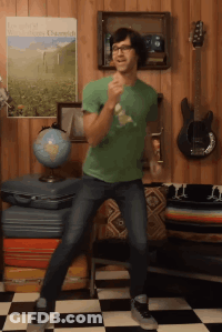Man In Green Shirt Dancing In Front Of The World Poster GIF