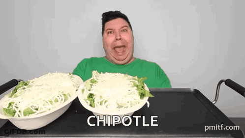 Man In Green Shirt Eating Chipotle GIF