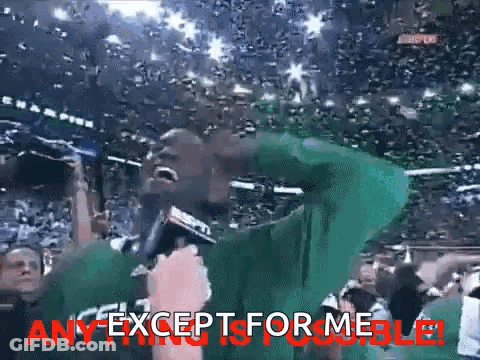 Man In Green Shirt Holding Microphone Saying Any Except For Me GIF
