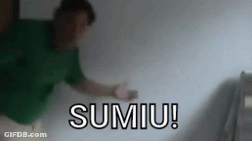 Man In Green Shirt In Front Of Sumiu GIF