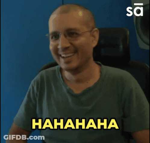 Man In Green Shirt Laughing With Hahaha GIF