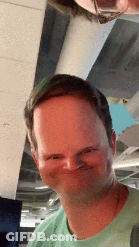 Man In Green Shirt Making Funny Face GIF