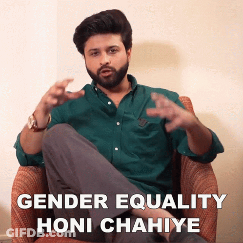 Man In Green Shirt Saying Gender Equality Honi Chahiye GIF