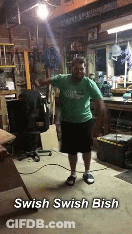 Man In Green Shirt Saying League Champions Dancing In Garage GIF