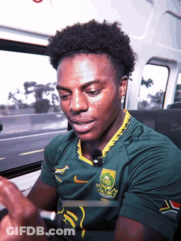 Man In Green Shirt Saying South Africa GIF