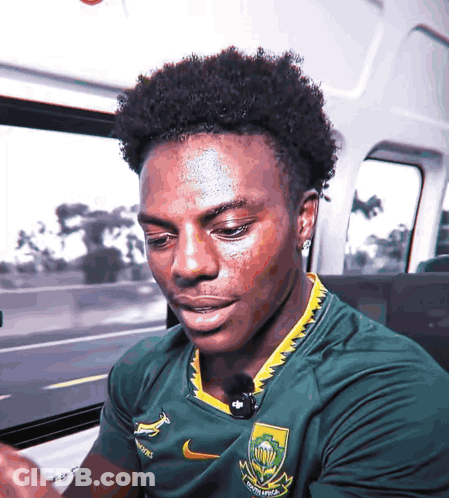 Man In Green Shirt Saying South Africa GIF