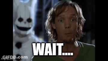 Man In Green Shirt Saying Wait In Front Of Snowman Mascot GIF