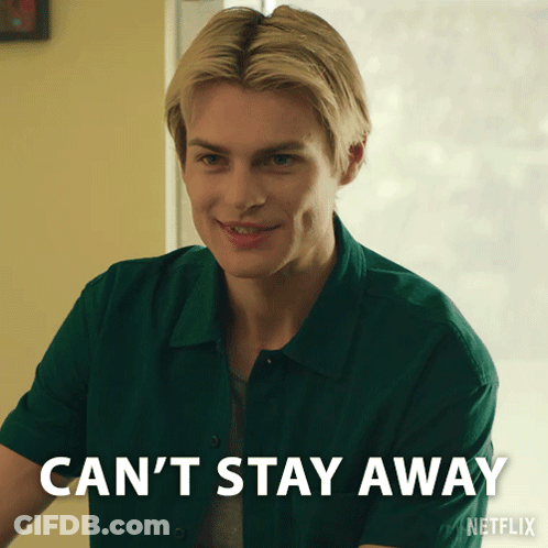 Man In Green Shirt Says Can't Stay Away GIF