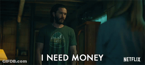 Man In Green Shirt Says I Need Money To A Woman GIF
