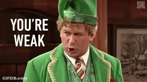 Man In Green Suit And Hat Saying You're Weak GIF