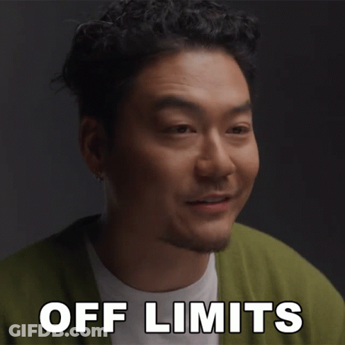 Man In Green Sweater Says Off Limits GIF