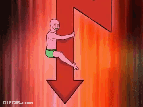 Man In Green Underwear Holding Red Arrow GIF