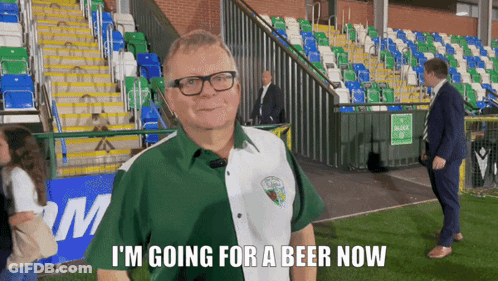 Man In Green White Shirt Saying I'm Going For Beer GIF