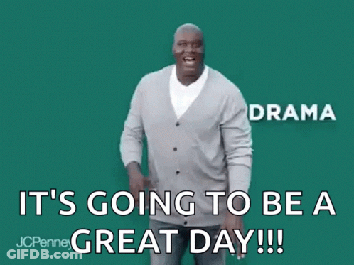 Man In Grey Cardigan Saying Great Day GIF