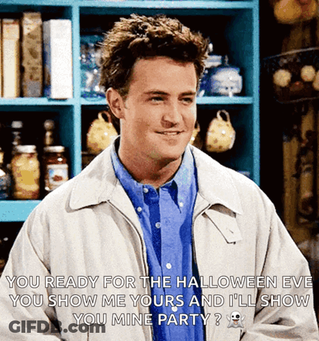 Man In Grey Jacket Says You Ready For Halloween Eve GIF