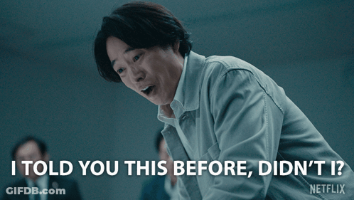 Man In Grey Shirt Saying I Told You This Before Didn't GIF