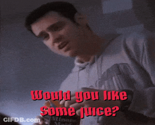 Man In Grey Sweatshirt Asking About Juice GIF