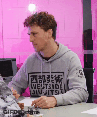 Man In Grey Westside Jiu-Jitsu Hoodie At Desk GIF