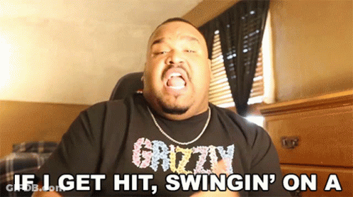 Man In Grizzly Shirt Saying If I Get Hit Swingin On A GIF