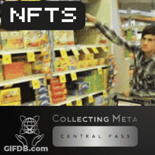 Man In Grocery Store With Collecting Meta Sign GIF