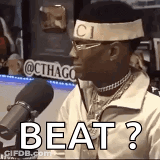 Man In Gucci Headband Talking Into Microphone GIF