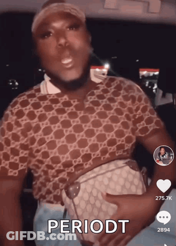 Man In Gucci Shirt Holding Purse With Periodt GIF