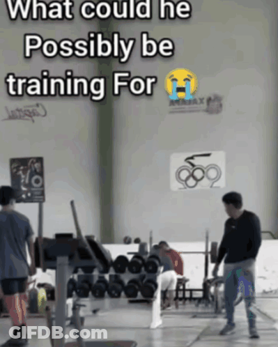 Man In Gym What Could He Possibly Be Training For GIF