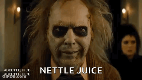 Man In Halloween Costume Saying Nettle Juice GIF