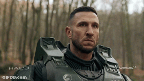 Man In Halo Armor In Forest GIF