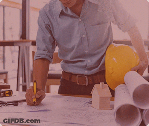 Man In Hard Hat And Blue Shirt Writing GIF