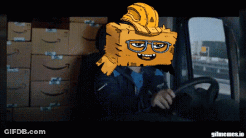 Man In Hard Hat And Glasses Driving Truck GIF