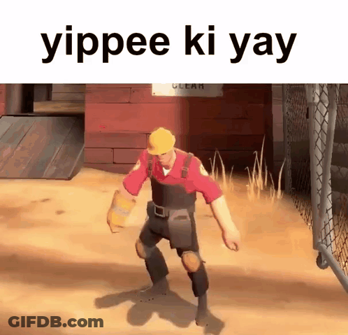 Man In Hard Hat Dancing Yippee Ki Yay GIF