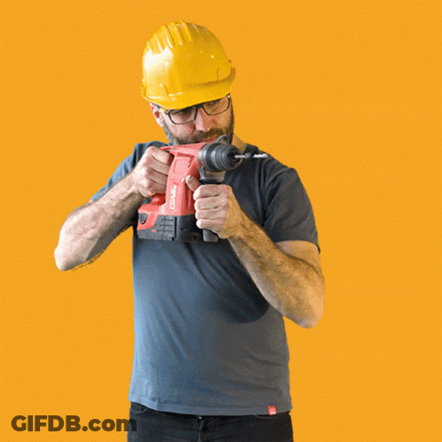 Man In Hard Hat Holding Hilti Drill GIF