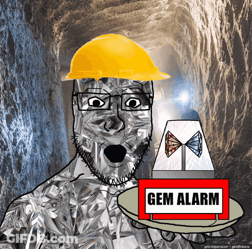 Man In Hard Hat Holding Red Box Saying Gem Alarm GIF