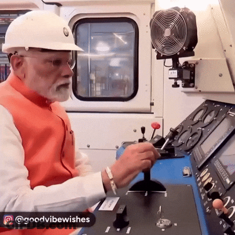 Man In Hard Hat Operating Machine Goodvibewishes GIF