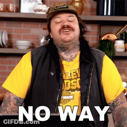 Man In Harley Davidson Shirt And Vest Saying No Way GIF