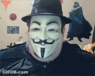 Man In Hat And Anonymous Mask GIF