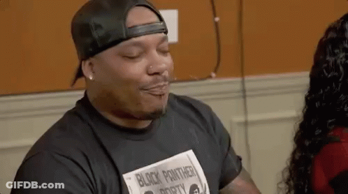 Man In Hat And Black Panther T-Shirt GIF