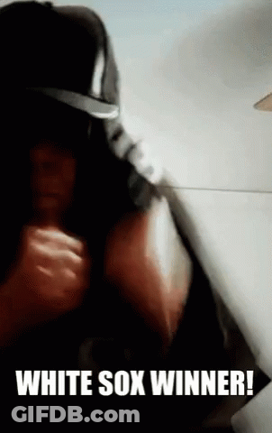 Man In Hat And Black Shirt Saying White Sox Winner GIF
