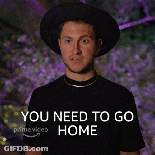 Man In Hat And Black Shirt Saying You Need To Go Home GIF