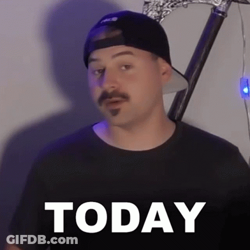 Man In Hat And Black Today Shirt GIF