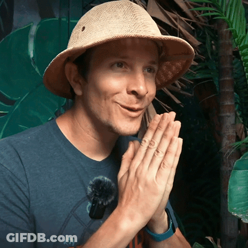 Man In Hat And Blue Shirt Hands Folded GIF