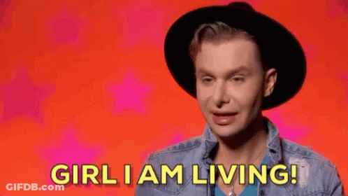 Man In Hat And Denim Jacket Saying Girl I Am Living GIF