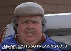 Man In Hat And Ear Muffs Saying My My My It's So Freaking Cold GIF