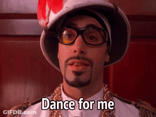 Man In Hat And Glasses Says Dance For Me GIF