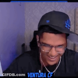 Man In Hat And Glasses Smiling At Ventura CF Computer GIF
