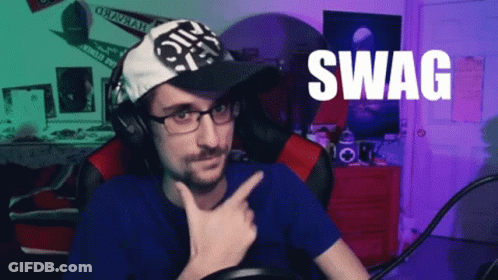 Man In Hat And Headphones Saying Swag GIF