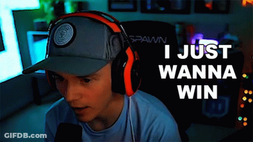 Man In Hat And Headphones Says I Just Wanna Win GIF